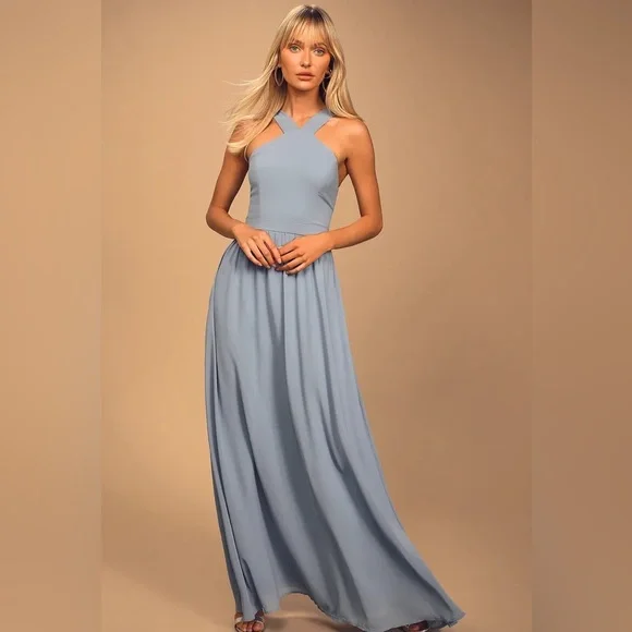 lulus blue bridesmaid dresses Gold Bridesmaid Dresses Long Bridesmaid Dresses With Short Sleeves V N main image 0